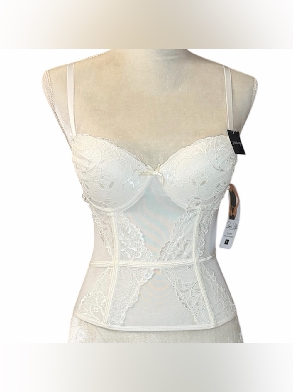 Rene Rofe Ivory Lace Push-Up Bustier Corset Bridal Lingerie Size Small NWT